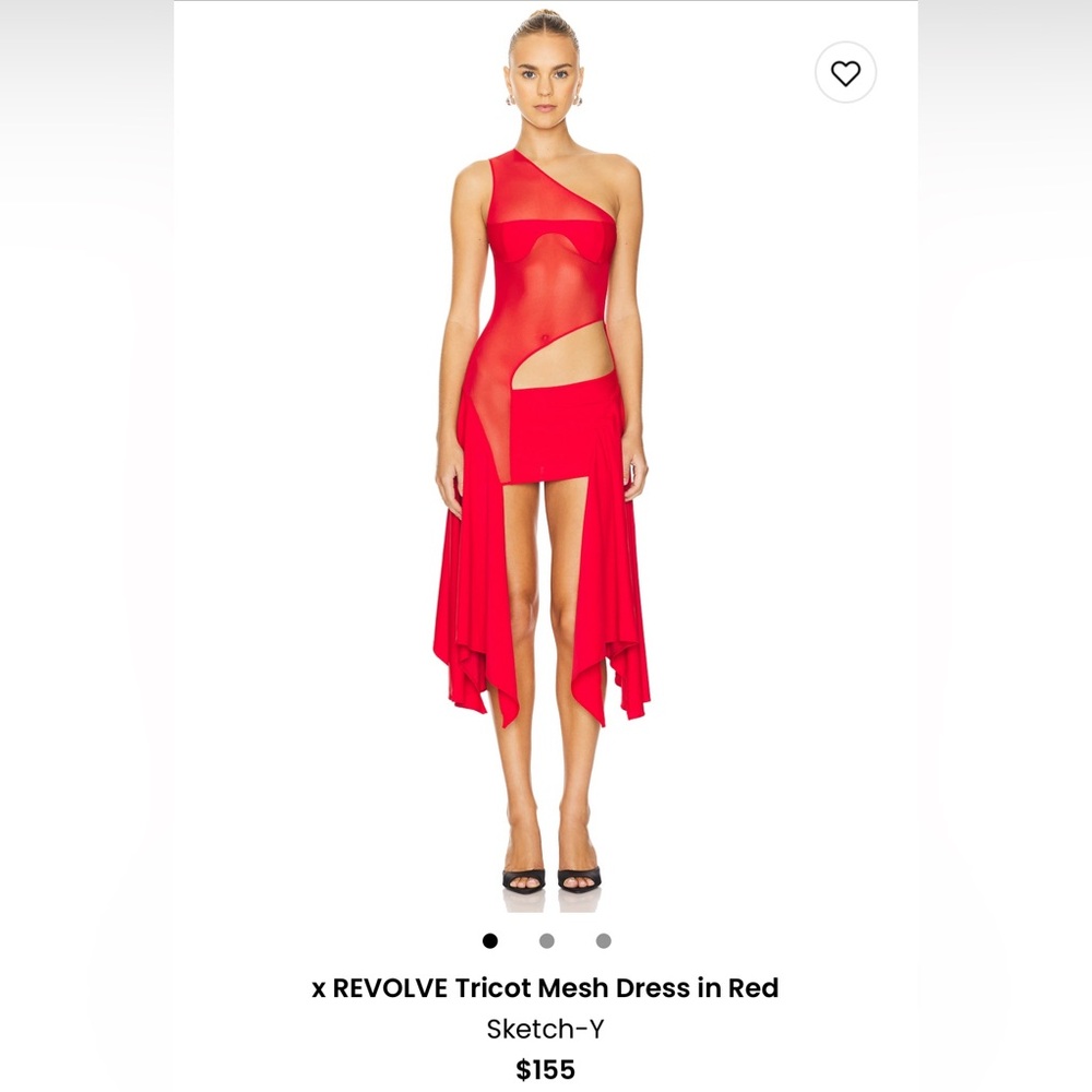 Sketch-Y x Revolve Tricot Mesh Dress in Red